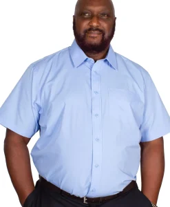 Bigdude Classic Short Sleeve Poplin Shirt Light Blue