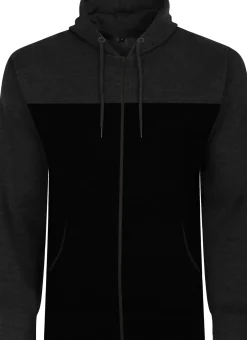 Bigdude Color Block Zipped Hoody Black/Charcoal Tall