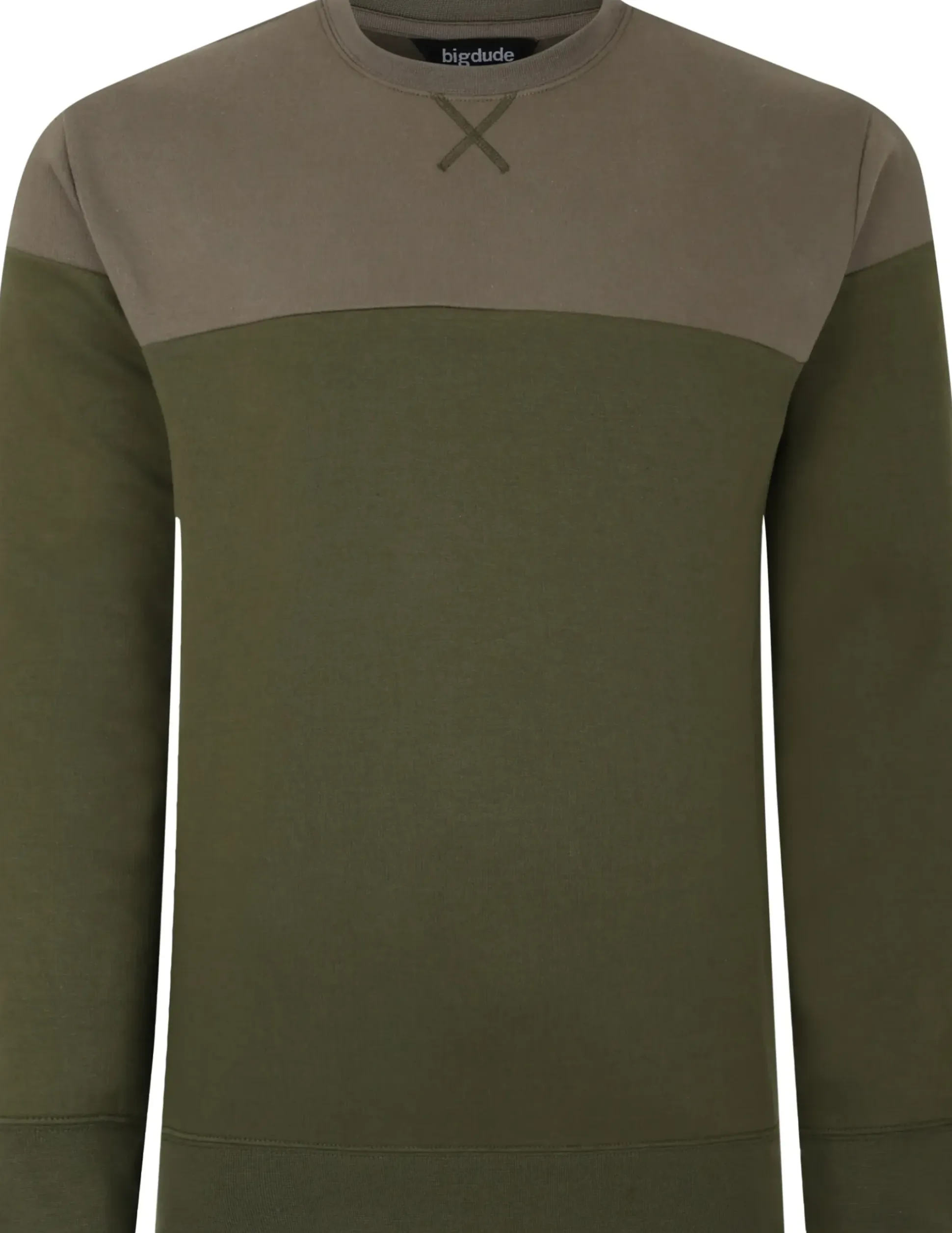 Bigdude Colour Block Jumper Khaki/Dark Khaki