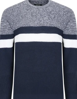 Bigdude Colour Block Knitted Jumper Navy
