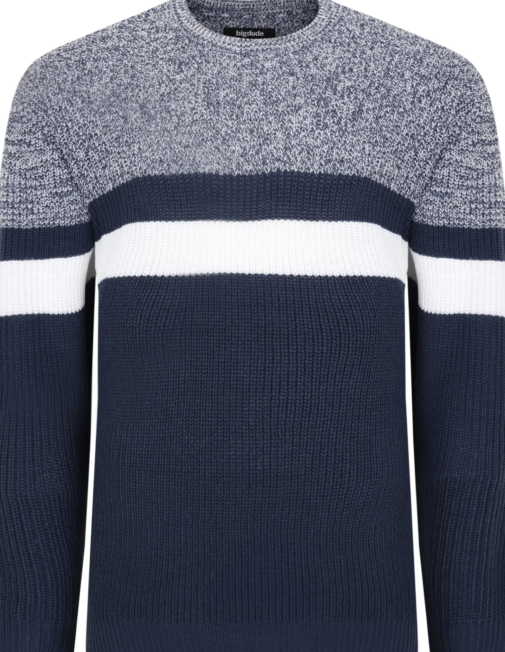 Bigdude Colour Block Knitted Jumper Navy