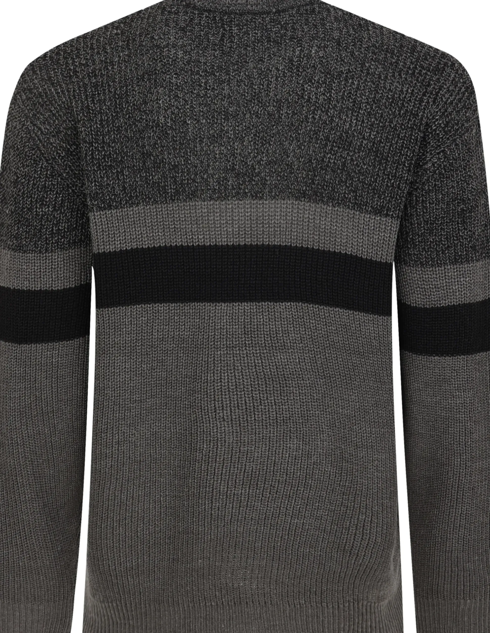 Bigdude Colour Block Knitted Jumper Tall Charcoal Marl