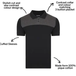 Bigdude Colour Block Polo Shirt Black