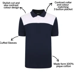 Bigdude Colour Block Polo Shirt Navy