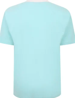 Bigdude Contrast Collar Striped Polo Shirt Turquoise