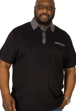 Bigdude Contrast Jersey Polo Shirt Black