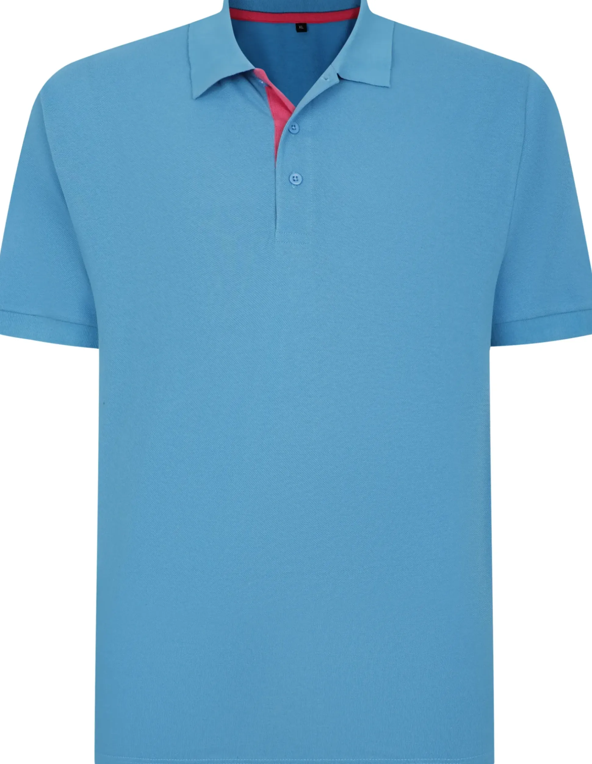 Bigdude Contrast Placket Polo Shirt Bright Blue