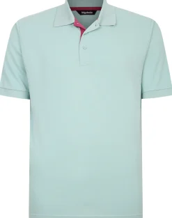 Bigdude Contrast Placket Polo Shirt Turquoise