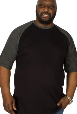 Bigdude Contrast Raglan Sleeve T-Shirt Black/Charcoal Tall