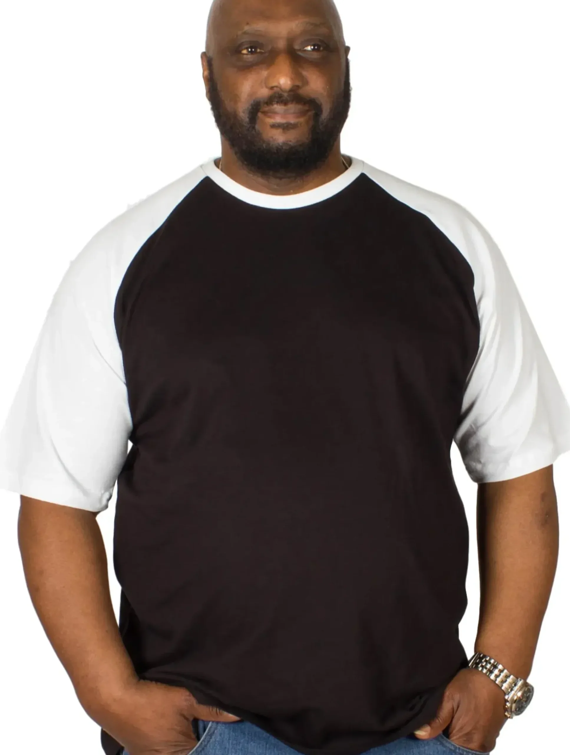 Bigdude Contrast Raglan Sleeve T-Shirt Black/White Tall