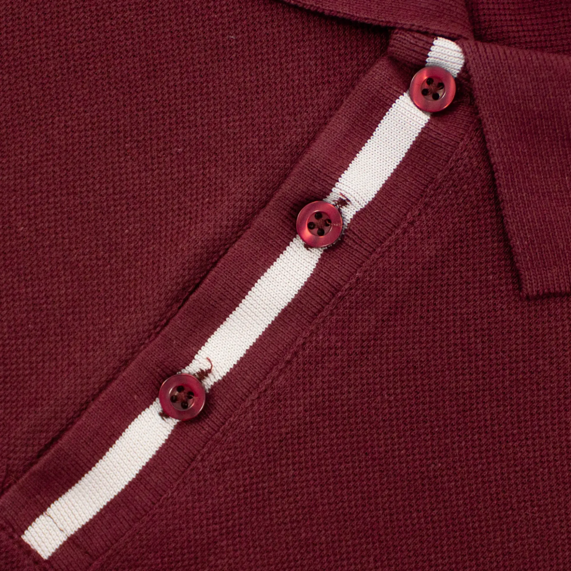Bigdude Contrast Stripe Placket With Tipped Cuff Polo Shirt Burgundy