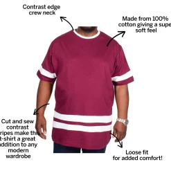 Bigdude Contrast Stripe T-Shirt Burgundy