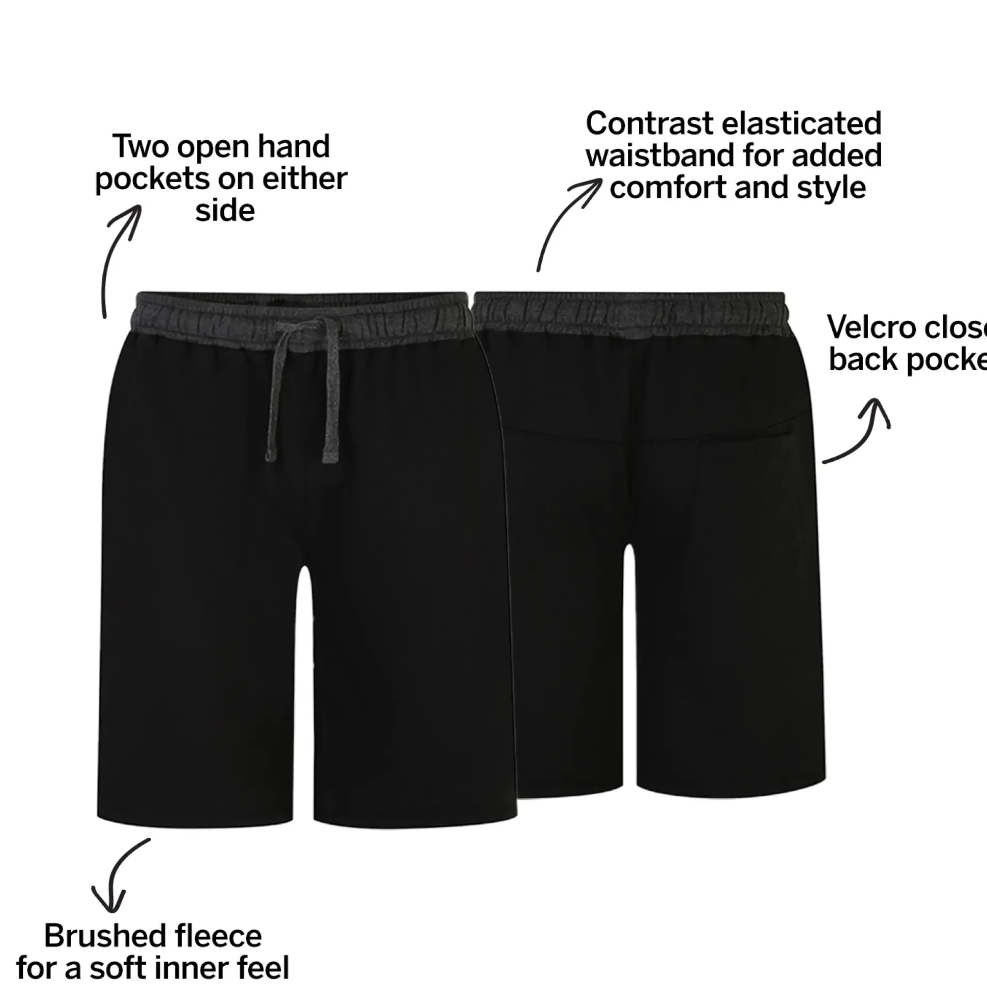 Bigdude Contrast Sweat Shorts Black