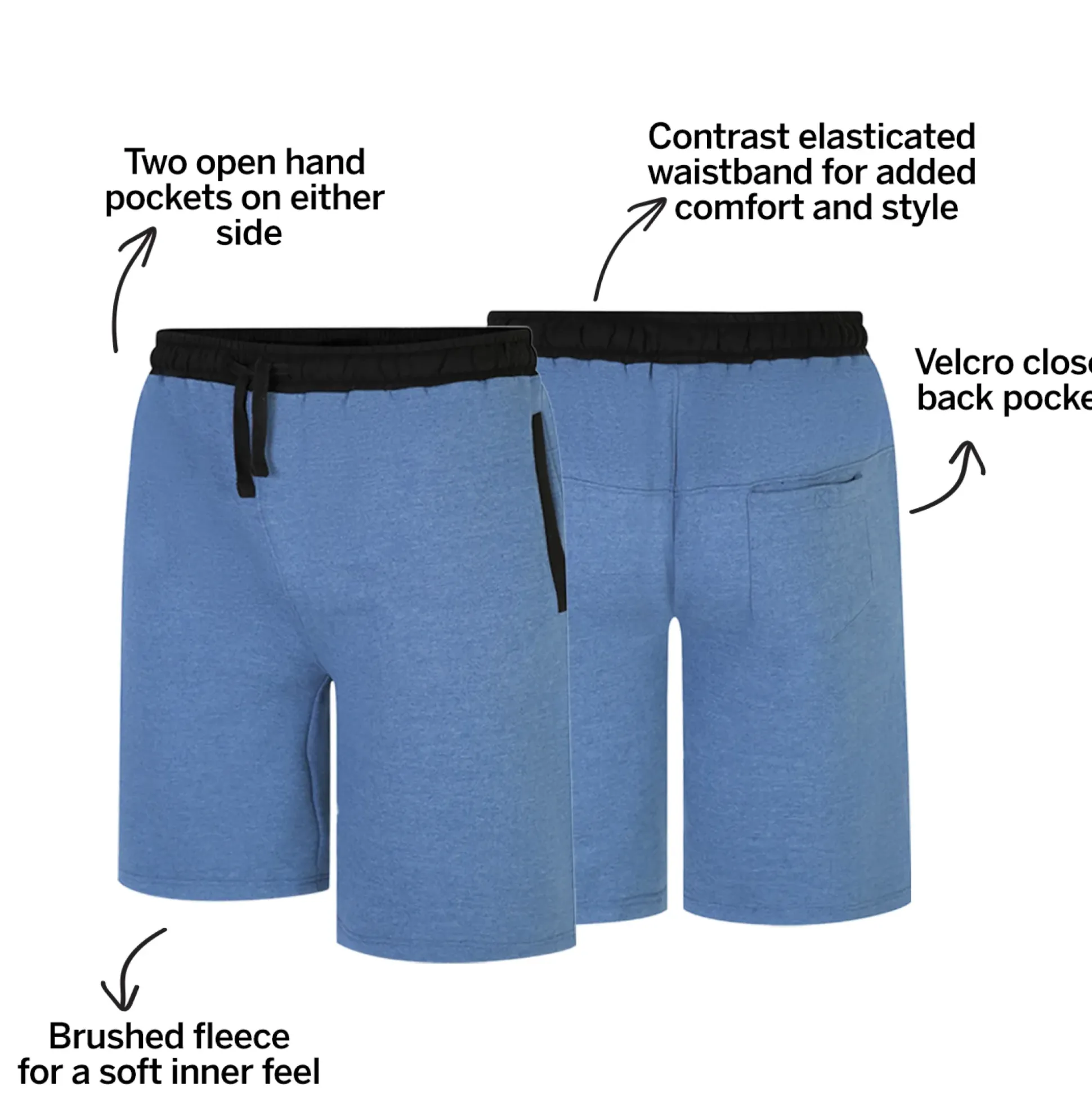 Bigdude Contrast Sweat Shorts Denim Marl