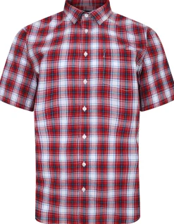 Bigdude Cutaway Collar Checked Shirt Red/Royal Blue