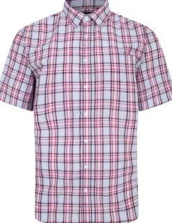 Bigdude Cutaway Collar Checked Shirt Pink/White