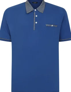 Bigdude Designer Collar Polo Deep Blue