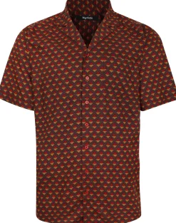Bigdude Diamonds Viscose Relaxed Collar Shirt Mustard Tall