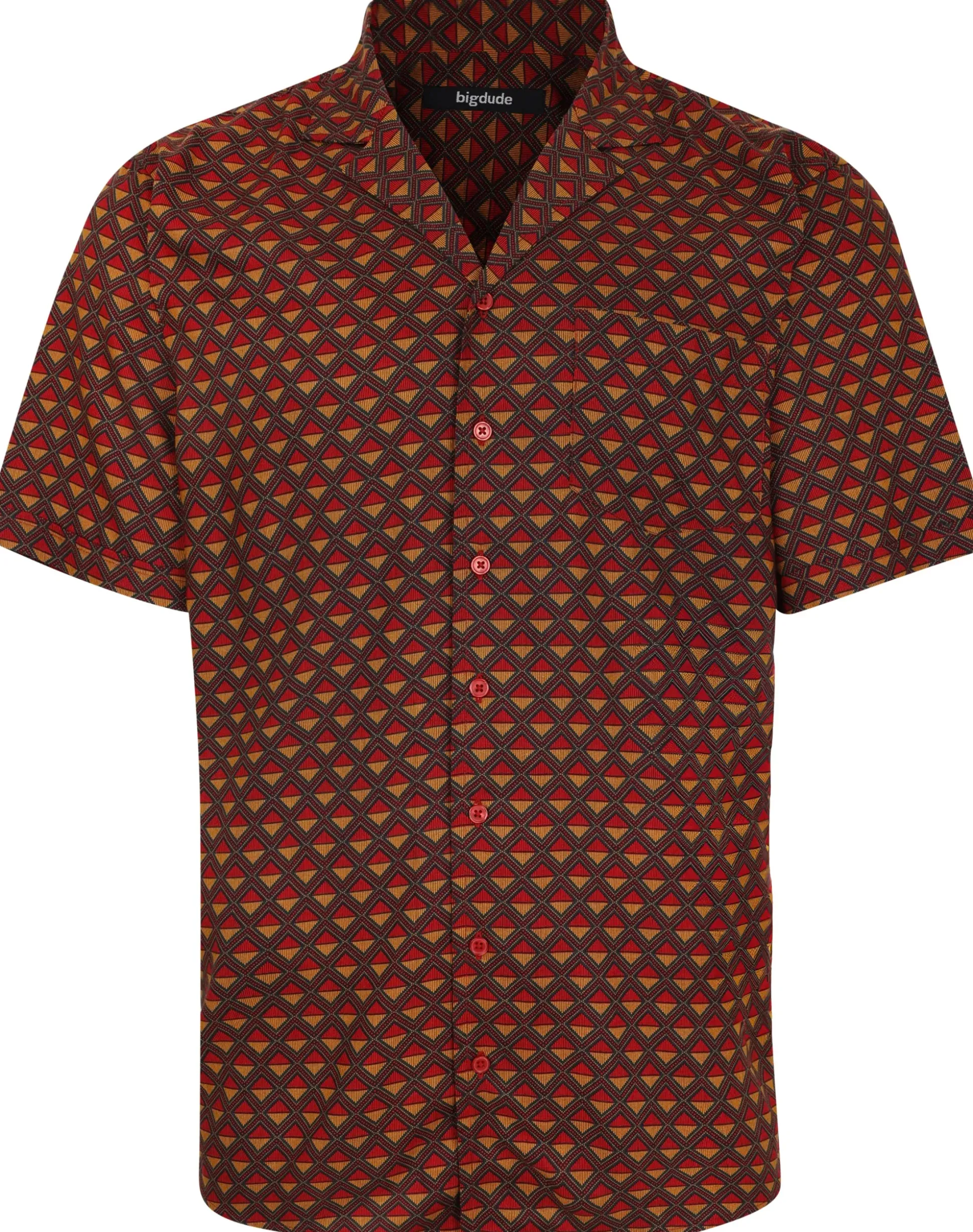 Bigdude Diamonds Viscose Relaxed Collar Shirt Mustard Tall