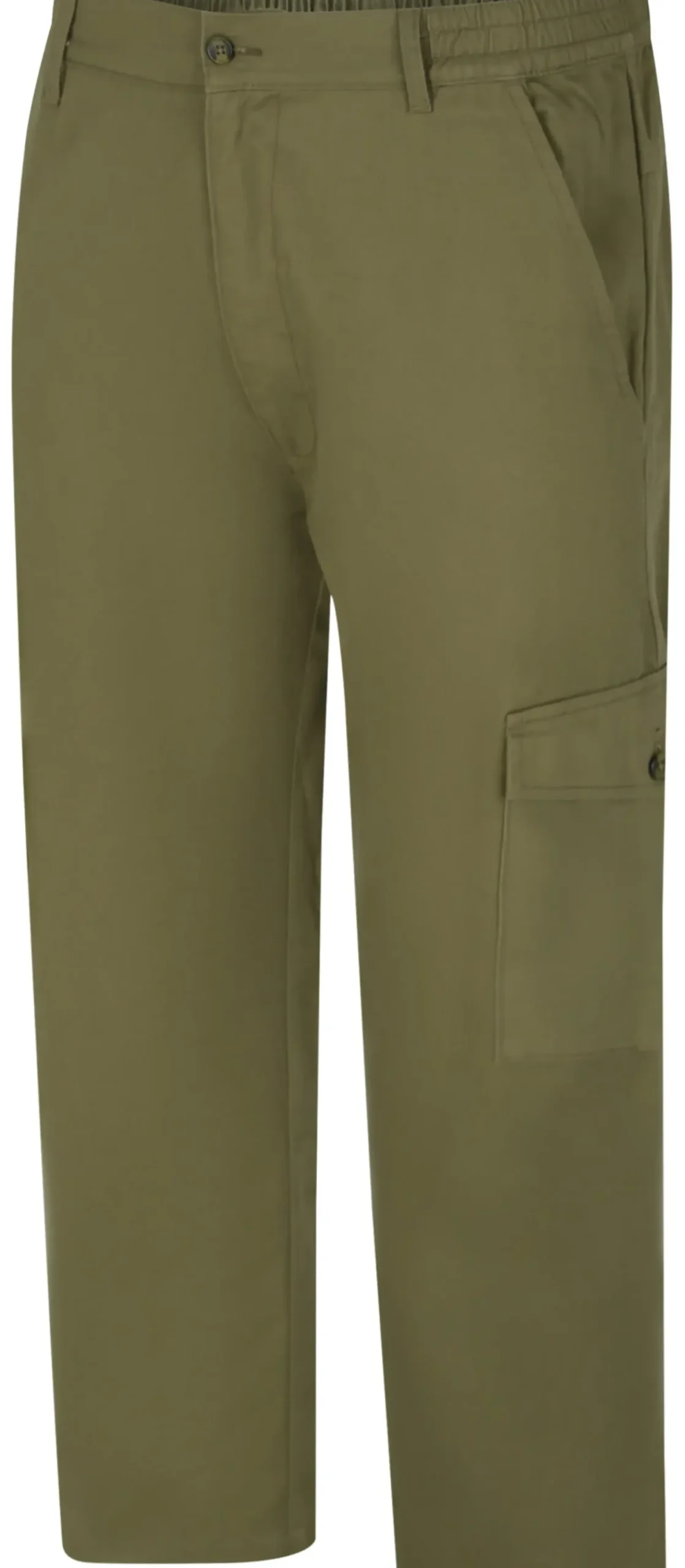 Bigdude Elasticated Waist Cargo Trousers Dark Khaki