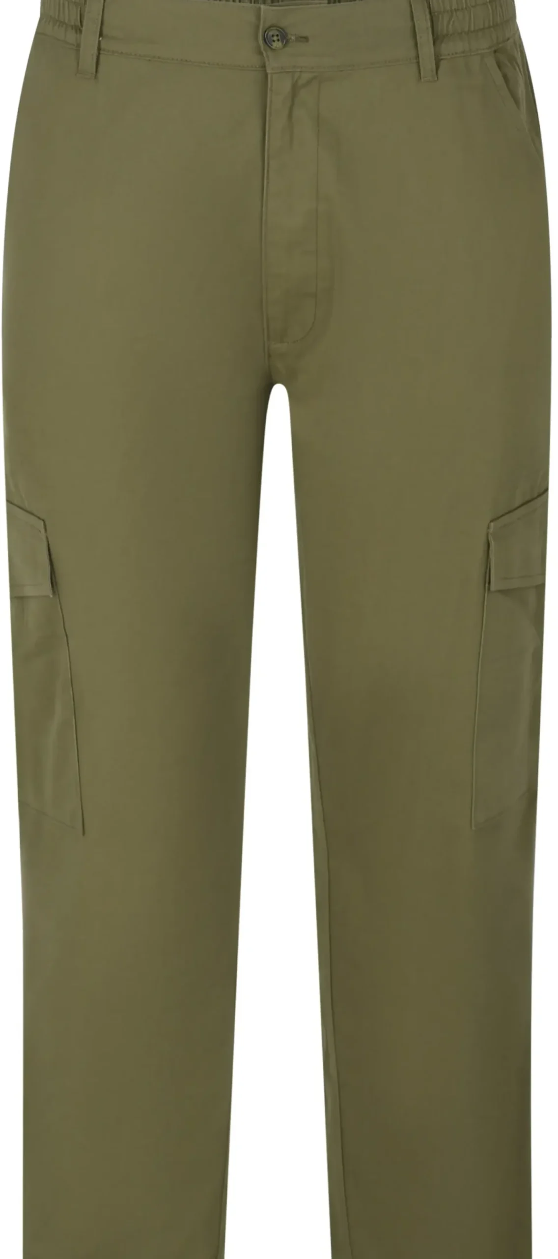 Bigdude Elasticated Waist Cargo Trousers Dark Khaki