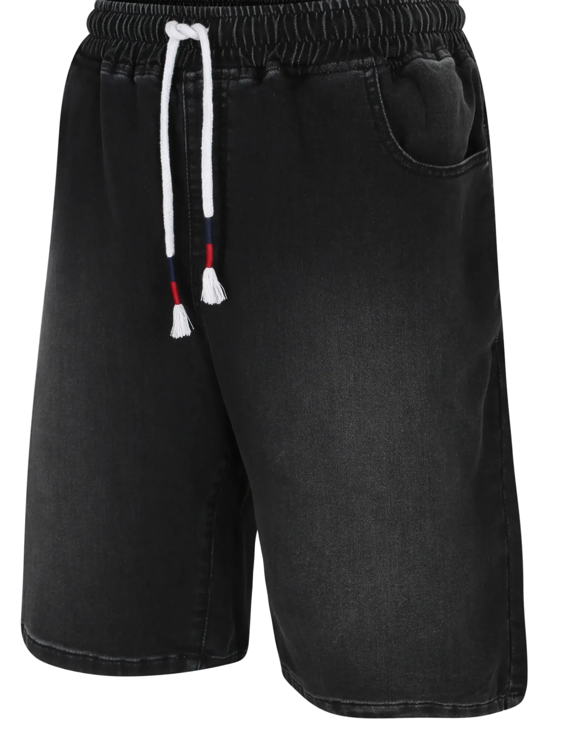 Bigdude Elasticated Waist Stretch Denim Shorts Black