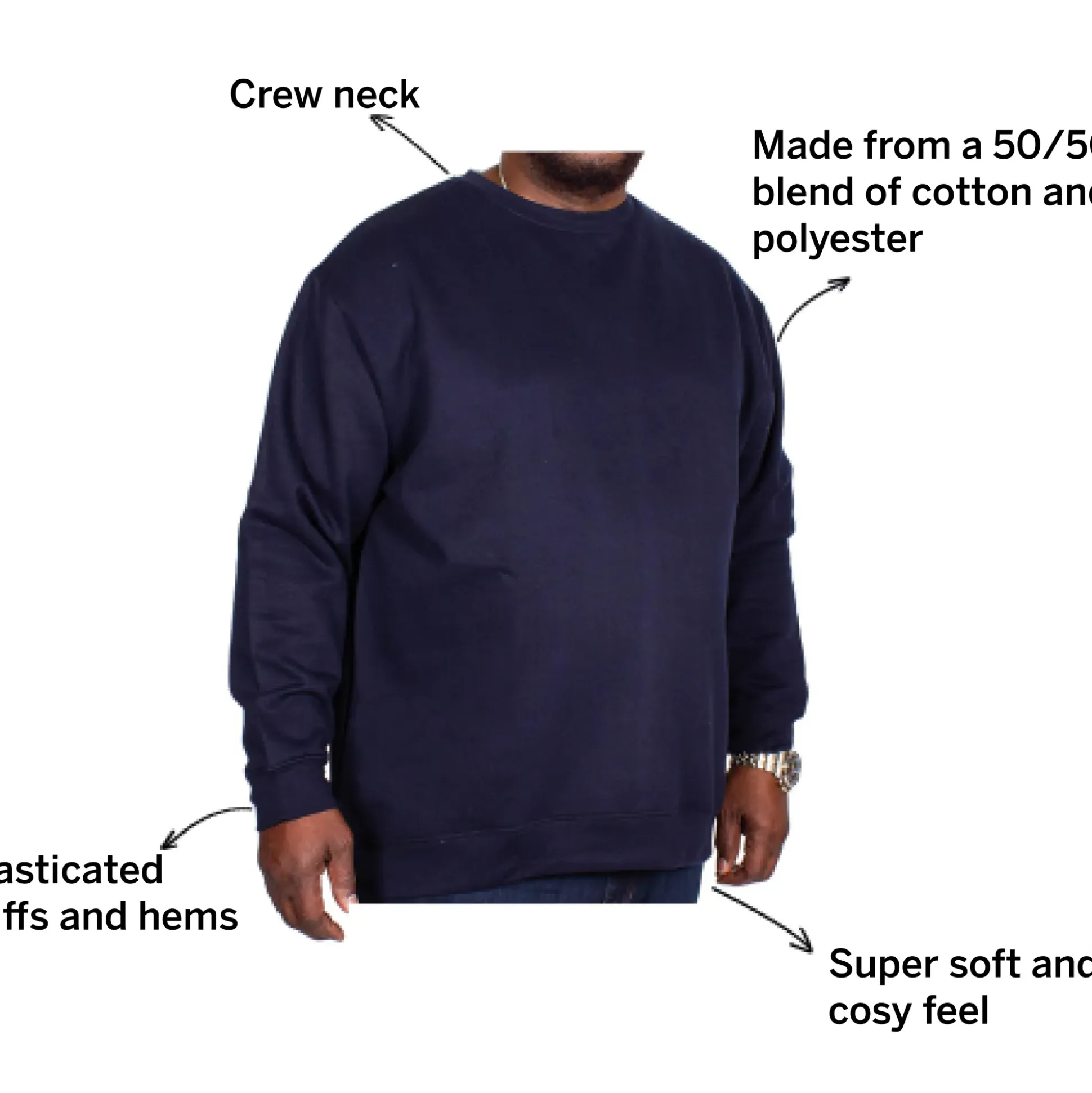 Bigdude Essentials Jumper Navy Tall