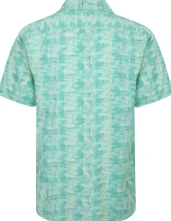 Bigdude Ethnic Viscose Relaxed Collar Shirt Green