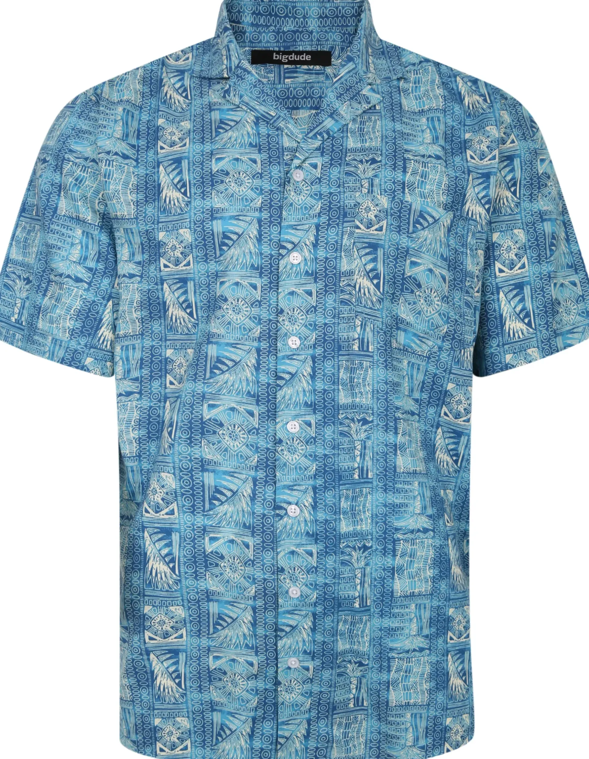 Bigdude Ethnic Viscose Relaxed Collar Shirt Royal Blue