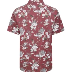Bigdude Floral Allover printed Short Sleeve Shirt Burgundy