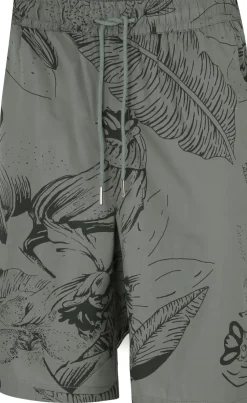 Bigdude Floral Print Cotton Shorts Khaki