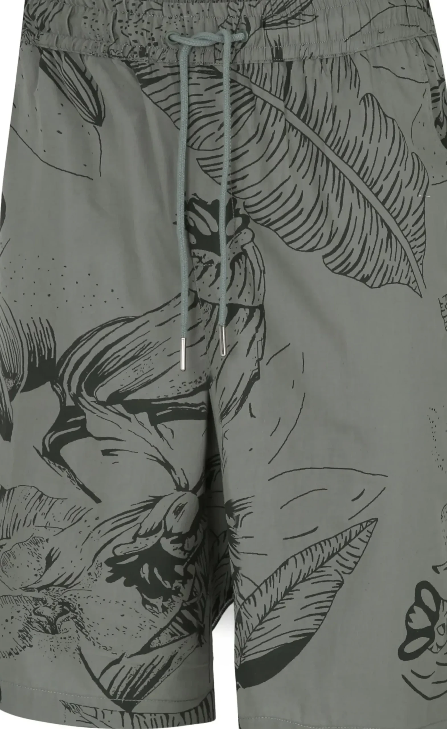 Bigdude Floral Print Cotton Shorts Khaki