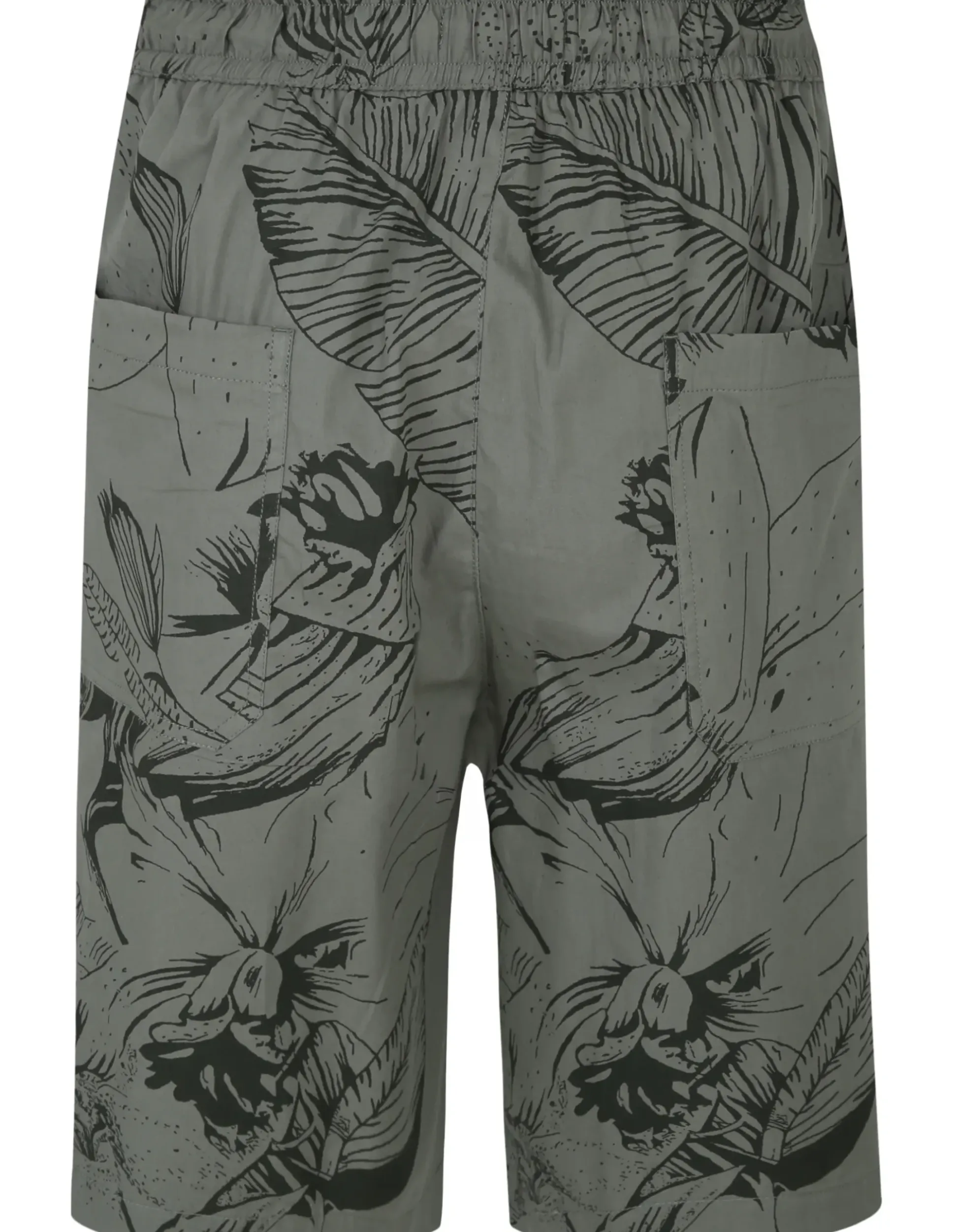 Bigdude Floral Print Cotton Shorts Khaki