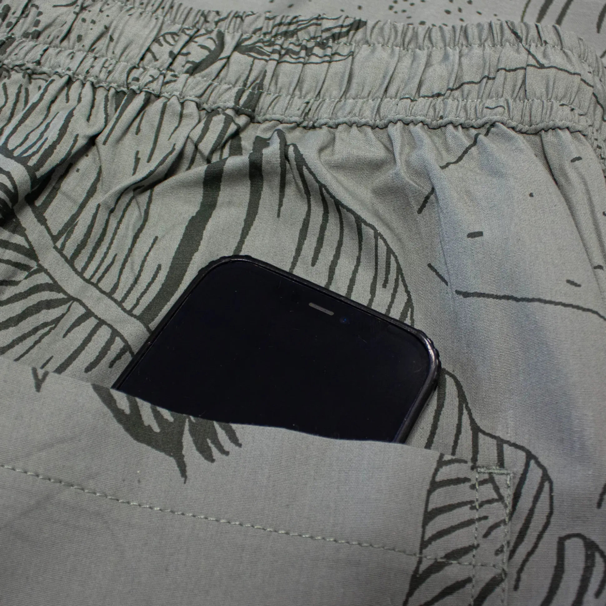 Bigdude Floral Print Cotton Shorts Khaki