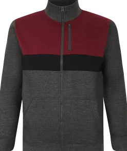 Bigdude Full Zip Colour Block Jacket Charcoal