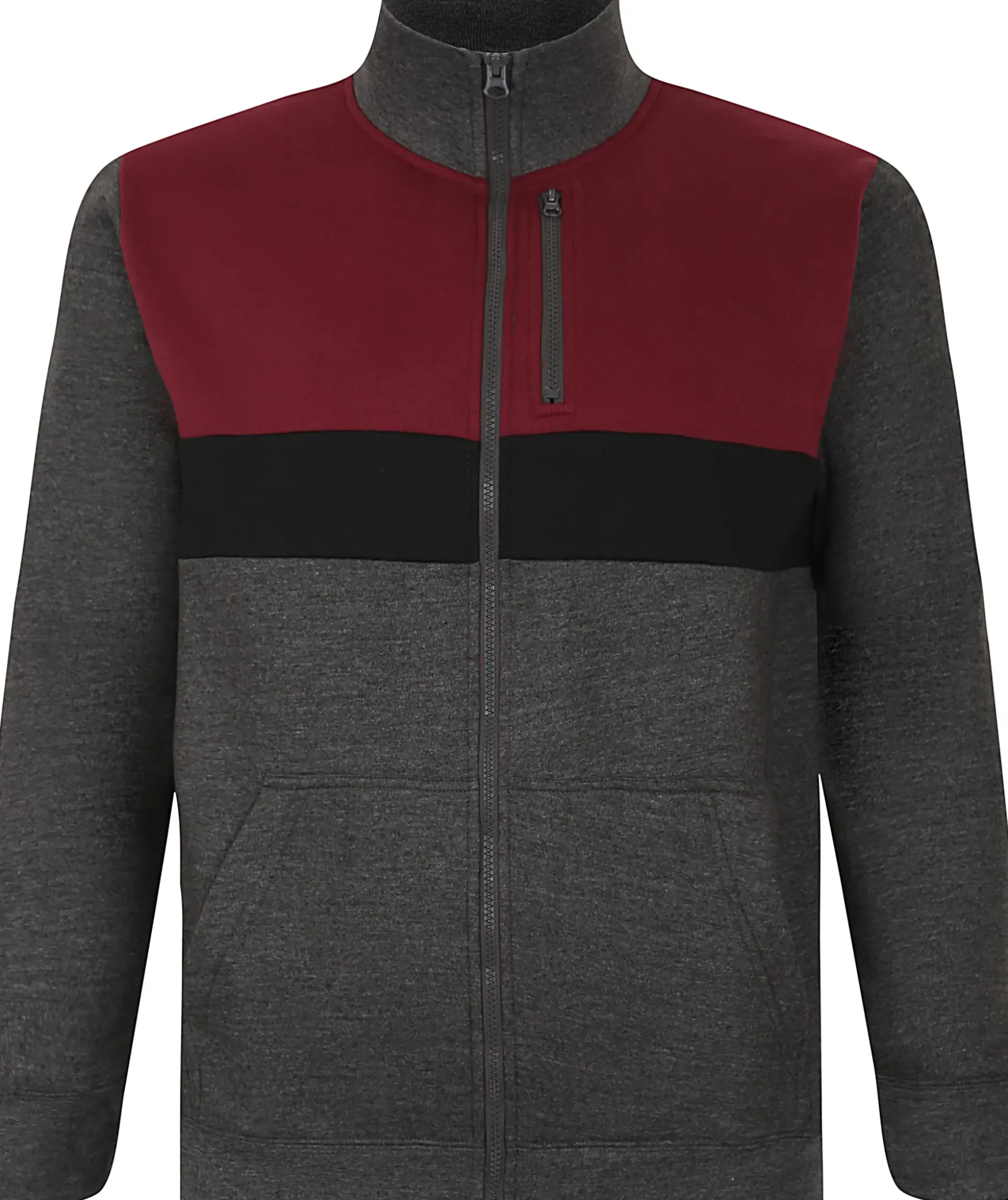 Bigdude Full Zip Colour Block Jacket Charcoal