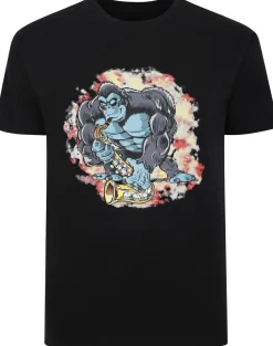 Bigdude Gorilla Print T-Shirt Black Tall