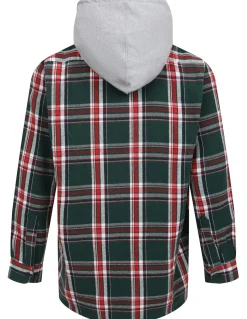 Bigdude Hooded Flannel Checked Shirt Green/Red