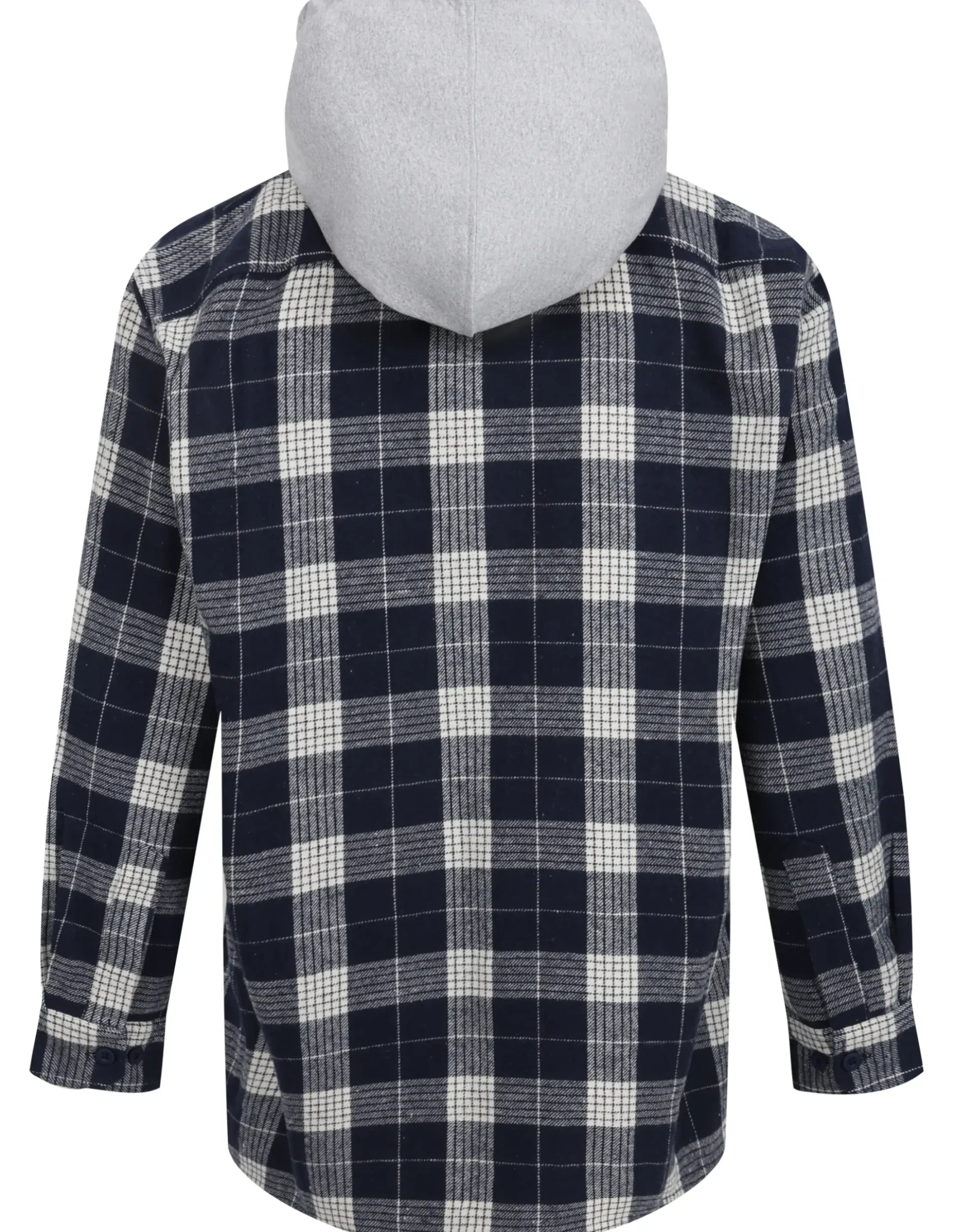 Bigdude Hooded Flannel Checked Shirt Navy/White Tall