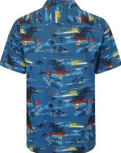Bigdude Island Viscose Relaxed Collar Shirt Deep Blue Tall