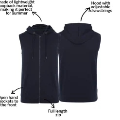 Bigdude Loop Back Sleeveless Hoody Navy Tall