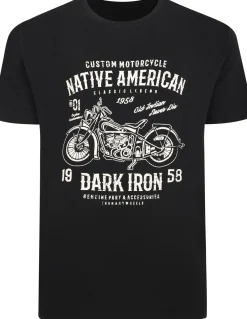 Bigdude Motorcycle Print T-Shirt Black