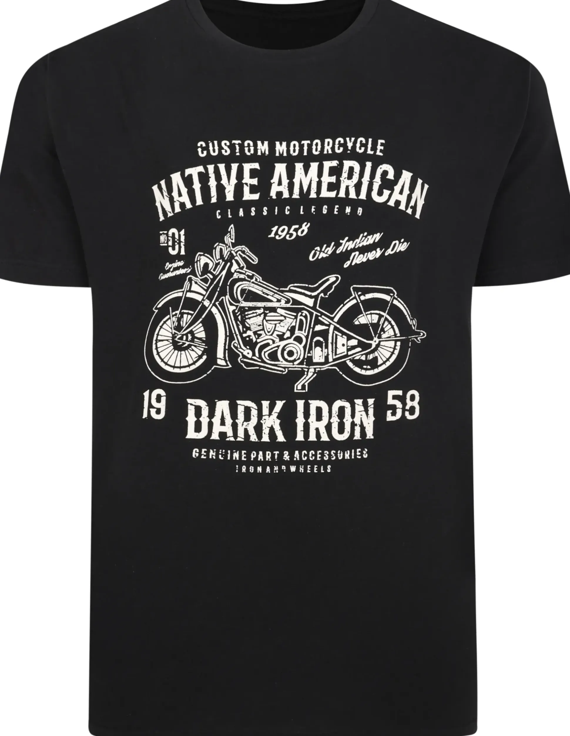 Bigdude Motorcycle Print T-Shirt Black