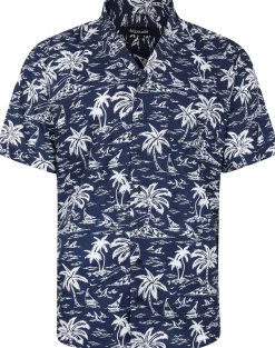 Bigdude Ocean Viscose Relaxed Collar Shirt Navy