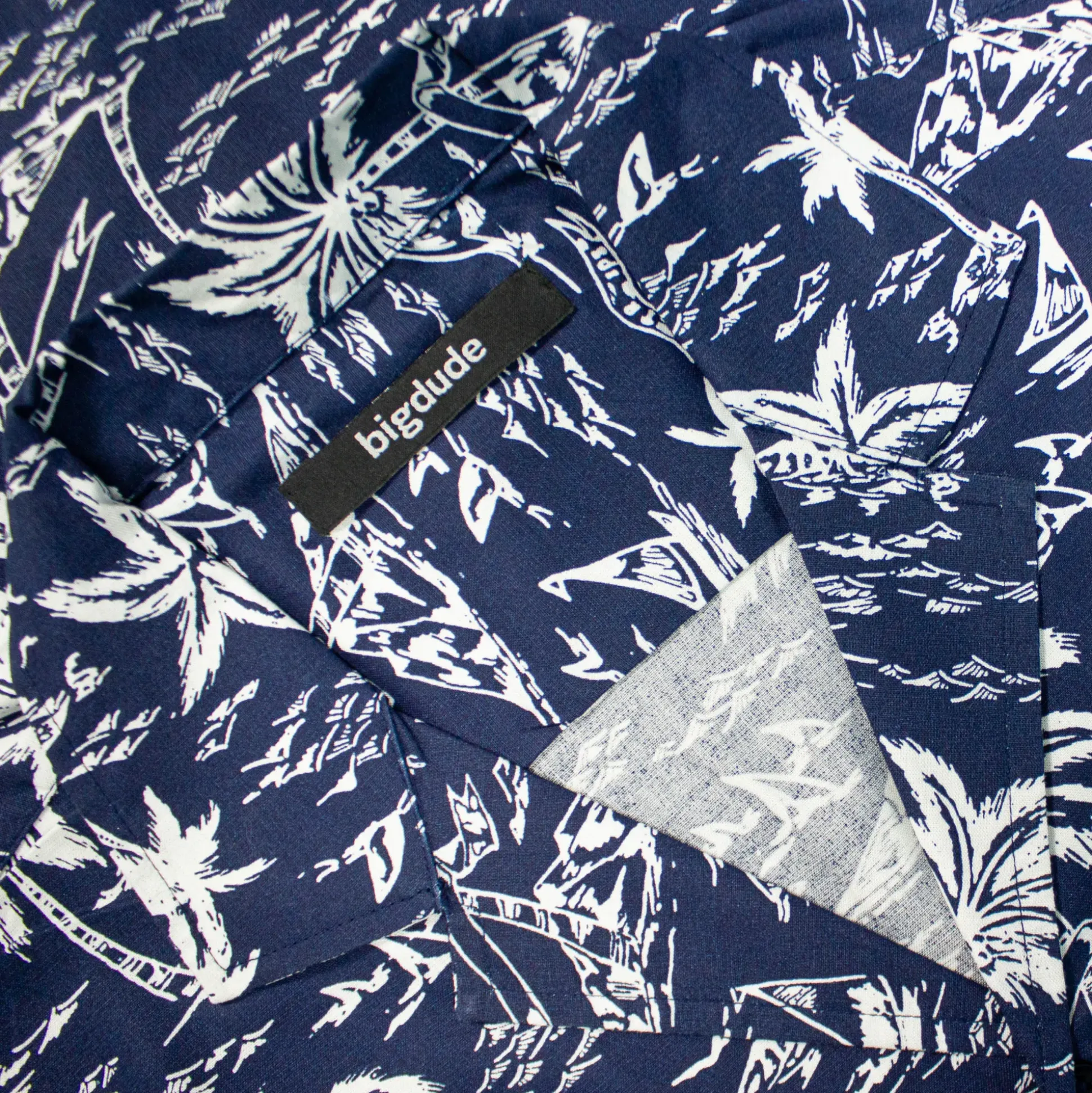 Bigdude Ocean Viscose Relaxed Collar Shirt Navy