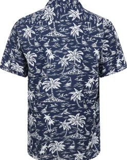 Bigdude Ocean Viscose Relaxed Collar Shirt Navy Tall