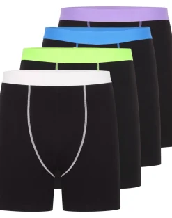 Bigdude 4 Pack Contrast Boxer Shorts Black
