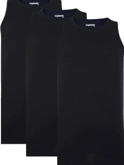 Bigdude 3 Pack Plain Vests Black