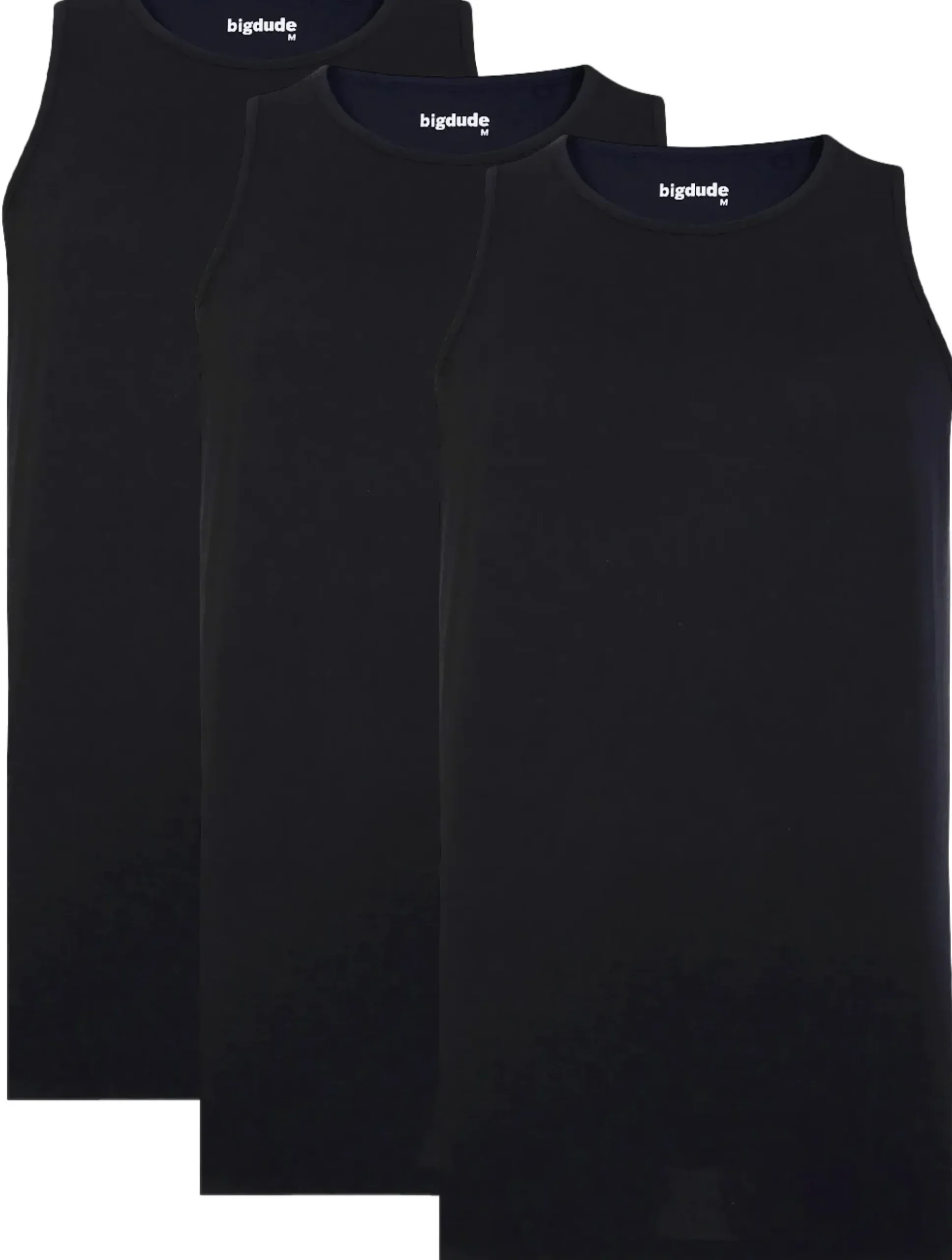 Bigdude 3 Pack Plain Vests Black