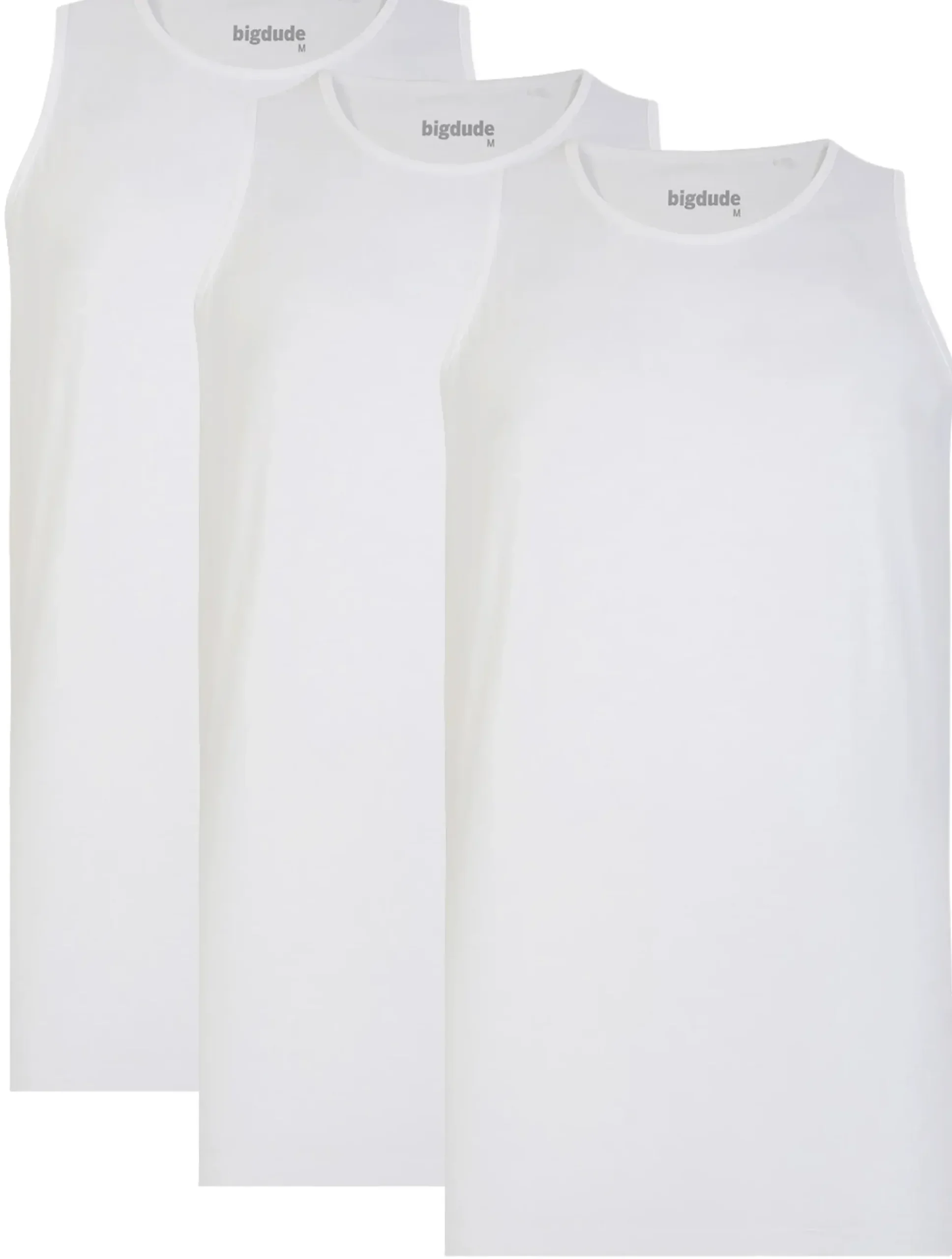 Bigdude 3 Pack Plain Vests White